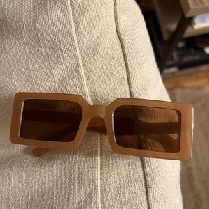 Anthropologie Rectangular Beige Tinted Sunglasses